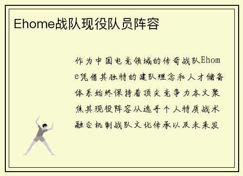 Ehome战队现役队员阵容